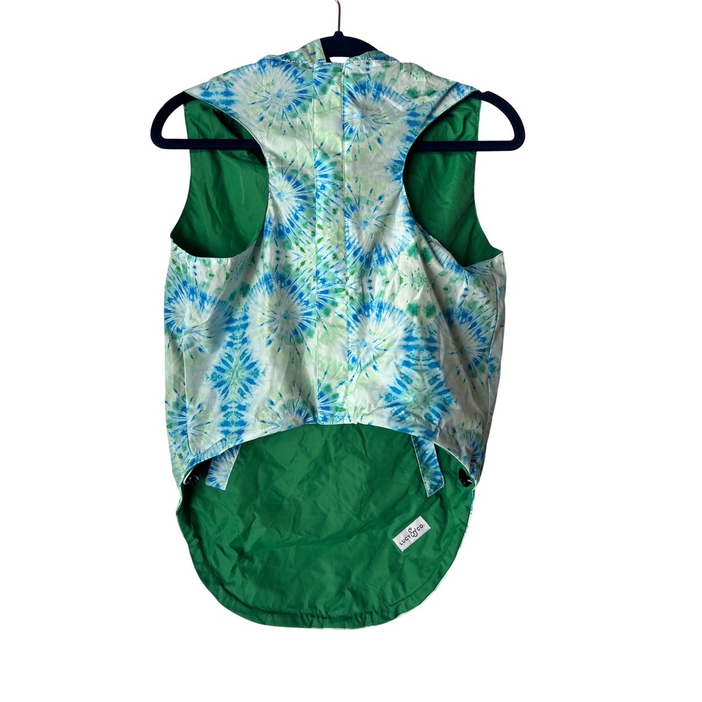 Lucy & Co Green/Blue Tie Dye Reversible Dog Raincoat XXL